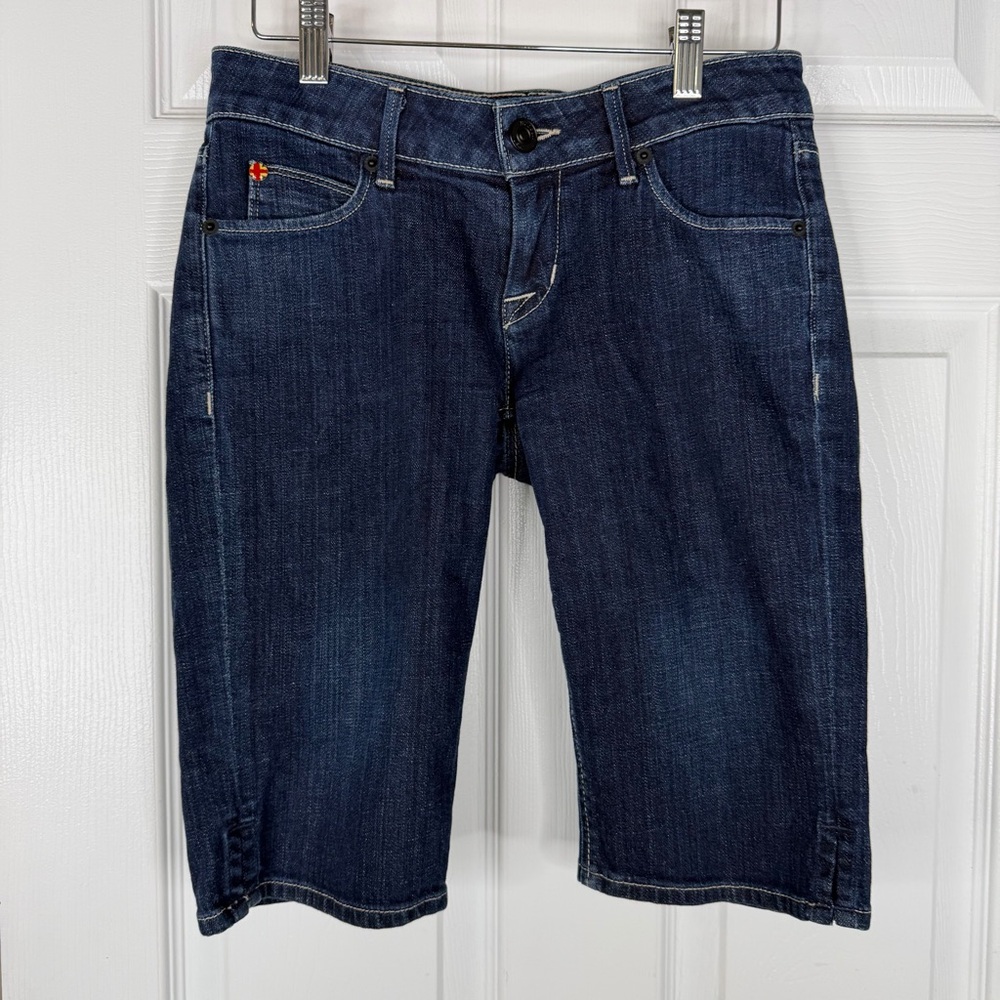 Sz 25 Hudson Dark Blue Denim low rise Viceroy knee Shorts $125 MSRP NWOT - Picture 6 of 10